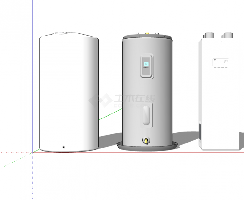 三个白色现代充电桩 充电站su模型-图一