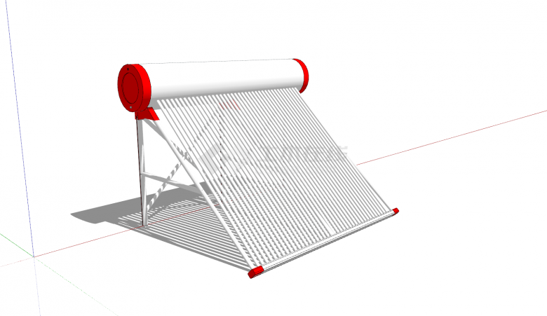红白拼色太阳能热水器su模型-图二