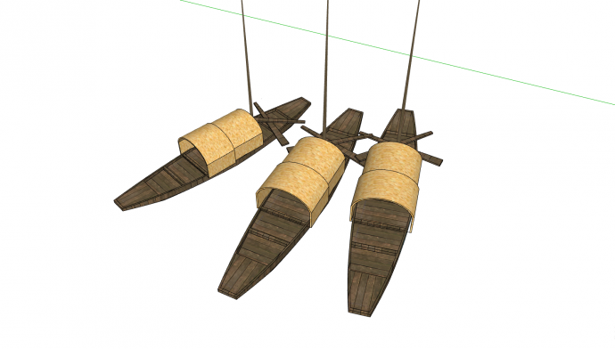 小型的带有棚子的中国古代渔船su模型_图1