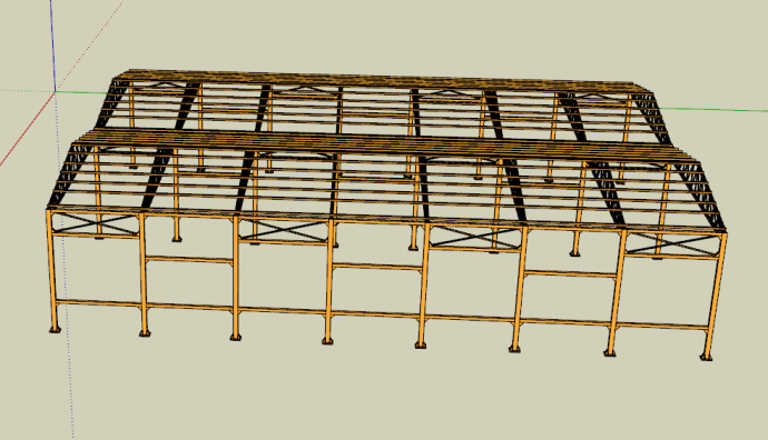 现代金色精致钢结构框架 su模型_图1