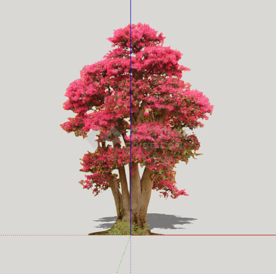 红色现代绿丝带造型树su模型-图一