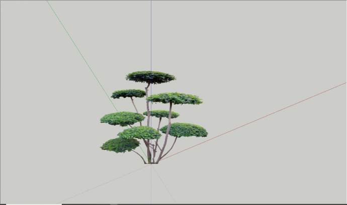 现代多枝公园绿丝带造型树su模型_图1