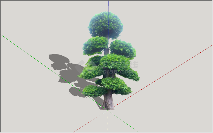 现代翠绿色绿丝带造型树装饰品su模型-图二