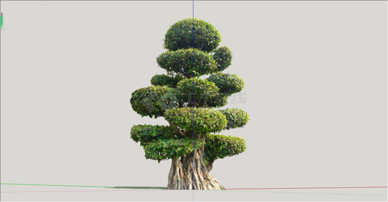 现代景观绿丝带造型树su模型-图二