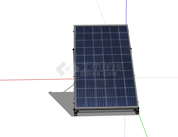 蓝色现代太阳能电池板su模型-图二
