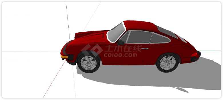 欧式红色复古轿车汽车su模型-图二