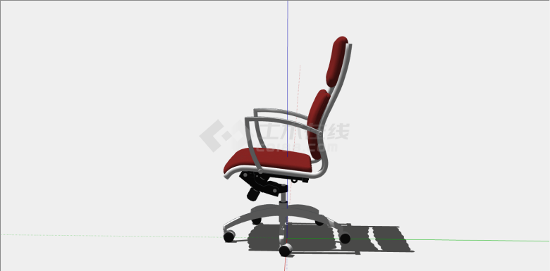 红色现代办公椅设计su模型-图二