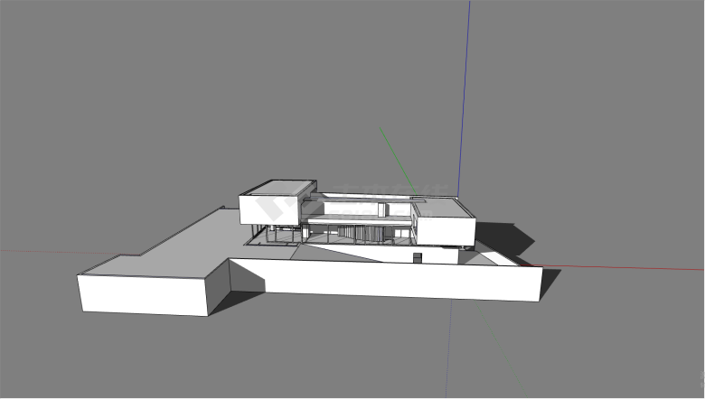 白色简约现代别墅设计su模型-图二