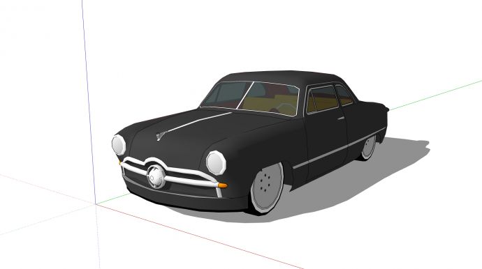 黑色双门低矮车身轿车汽车su模型_图1