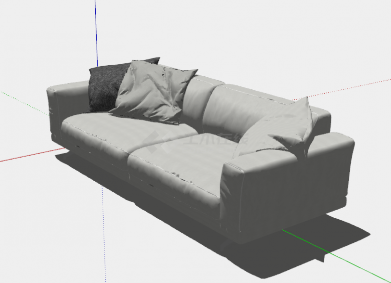 北欧简约舒适多人沙发su模型-图二