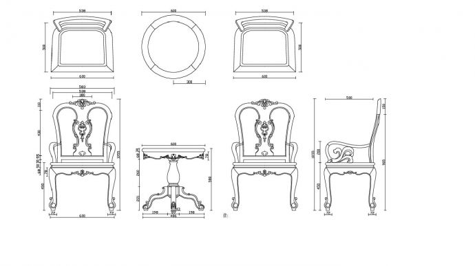 某大厅欧式扶手椅几设计图_图1