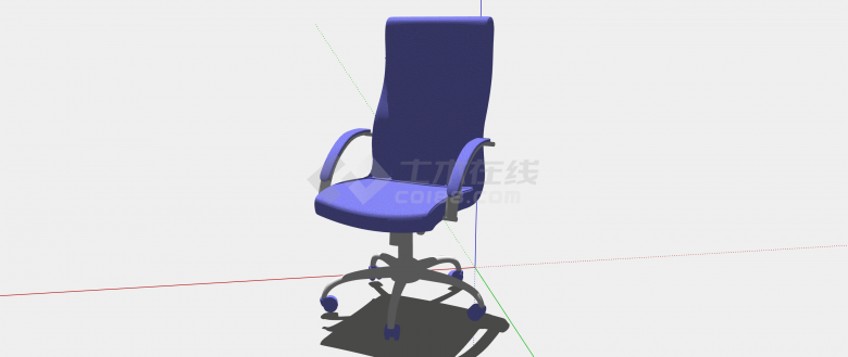 紫色带扶手旋转办公椅子su模型-图一