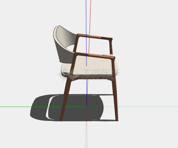 米色黄色拼接扶手椅子su模型-图二