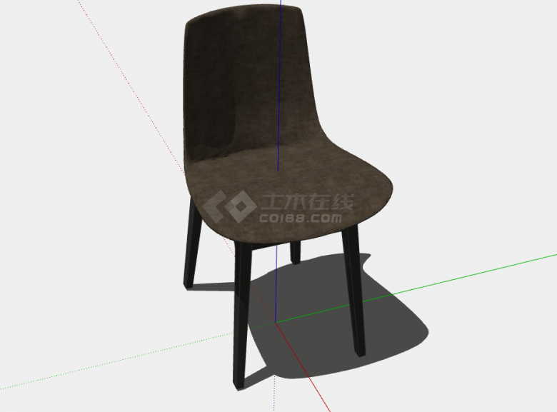 一把棕色的木制的无扶手椅子su模型-图二