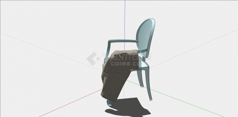 淡蓝色木制扶手椅子su模型-图二