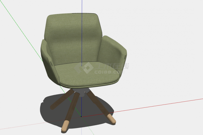 一款绿色的布艺面的扶手椅子su模型-图二