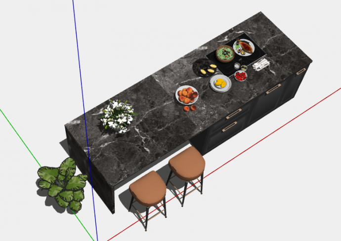 用餐做饭一体式桌椅的SU模型_图1