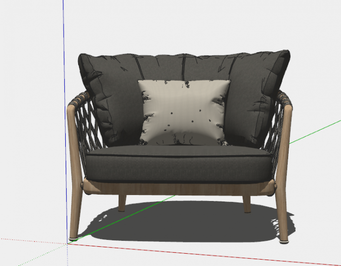 木制镂空舒适扶手椅子su模型_图1