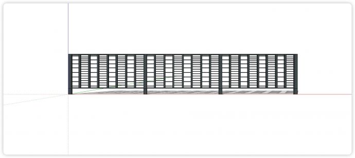 大小矩形排列铁艺栏杆su模型_图1