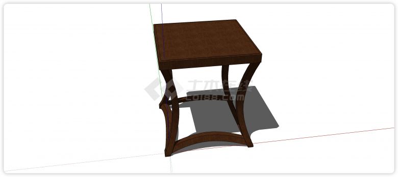 胡桃木内弧形桌脚边桌中式家具 su模型-图二
