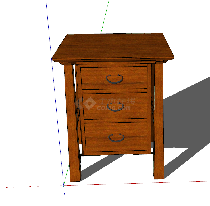 现代中式木质黄色床头柜su模型-图二