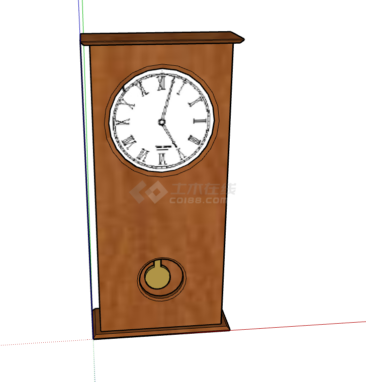 带钟表简约木制摆件su模型-图二