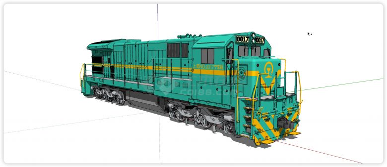 工业风设计过绿色火车头su模型-图一