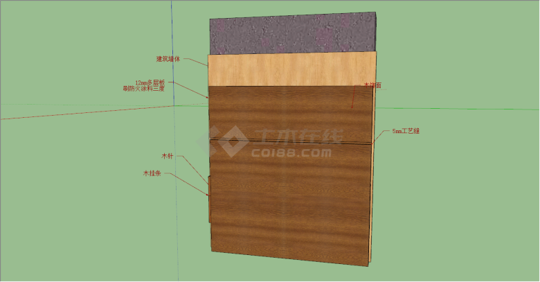 新型简约实木墙板解析su模型-图二