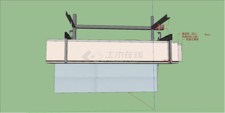 现代石膏板乳胶漆吊顶结构解析su模型-图二