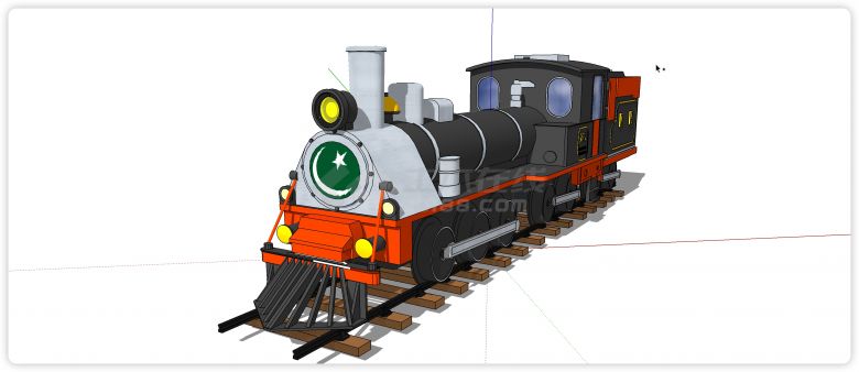 火车头黑色欧式复古车头设计su模型-图一