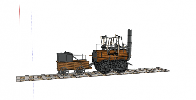 欧式复古木制火车头su模型_图1