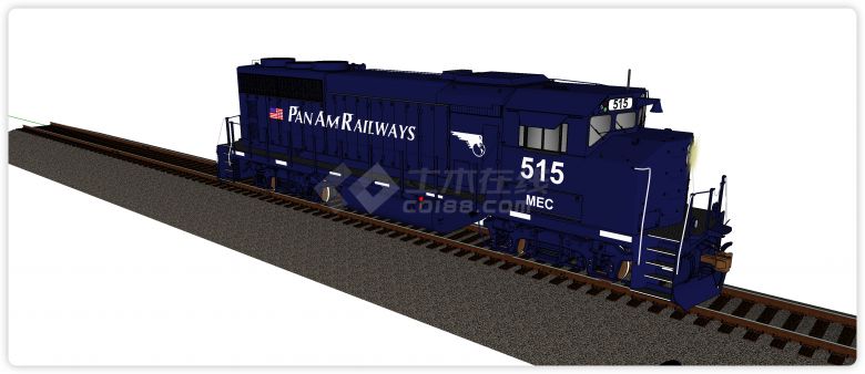 火车头蓝色车厢美国铁路su模型-图二