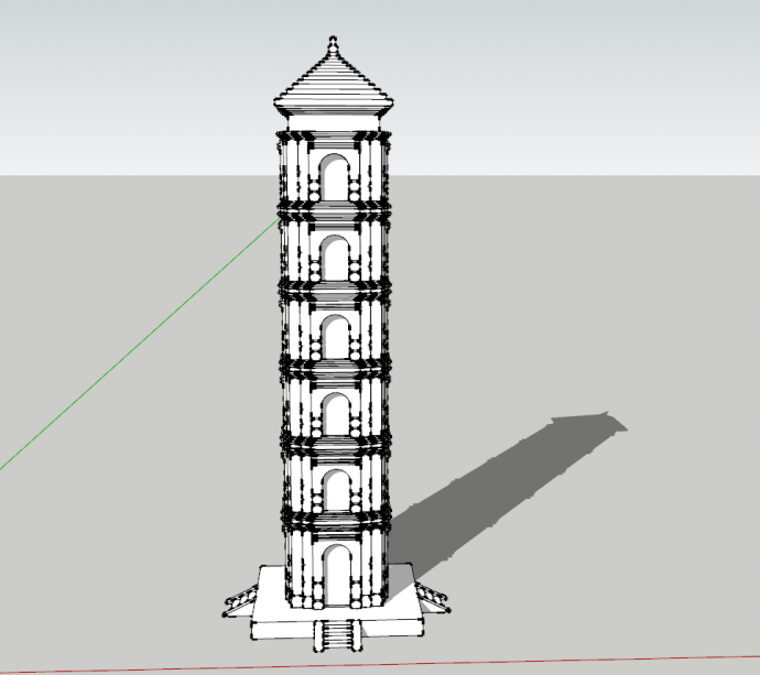 现代中式复古高塔su模型_图1
