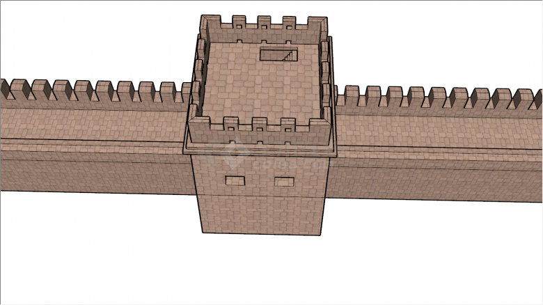 构件和配景su模型中式配景古代城墙-图二