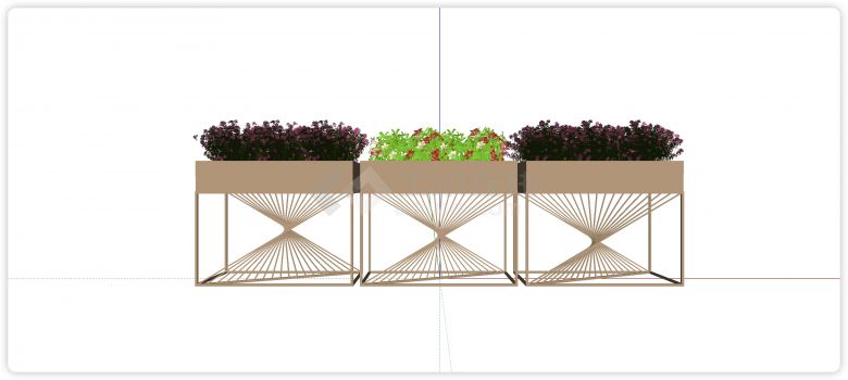 钢结构旋转射线造型植物花箱su模型-图一