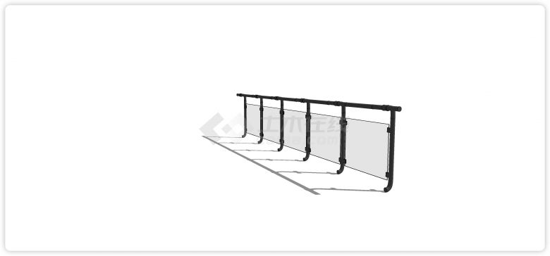 黑色圆管金属结构玻璃栏杆su模型-图二