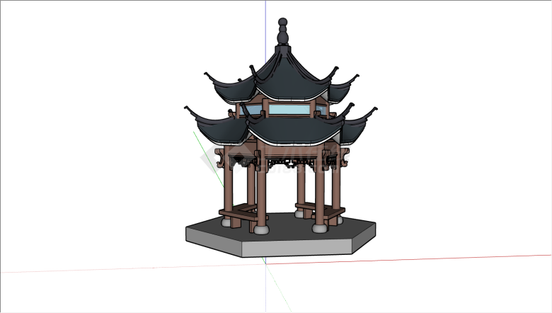 简约古典小型亭子设计su模型-图一