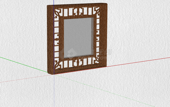 褐色镂空灰色中式门窗 su模型-图二