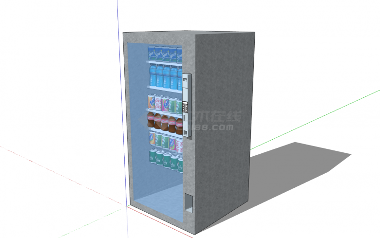 灰色柜体透明玻璃柜门自动贩卖机su模型-图二