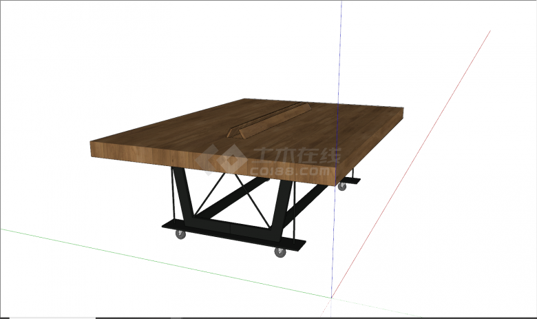 现代可移动办公桌会议桌 su模型-图二