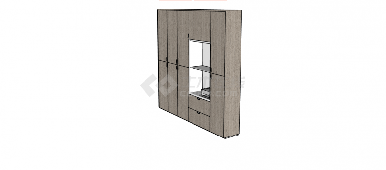 浅色木制现代壁柜su模型-图二