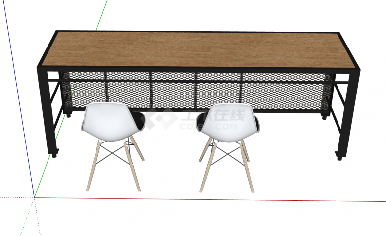 办公室吧台桌椅su模型-图二
