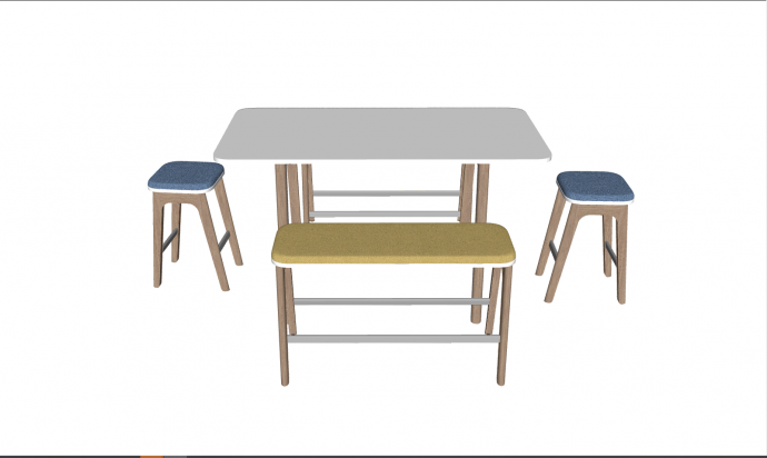 颜色多样简约木制桌椅su模型_图1