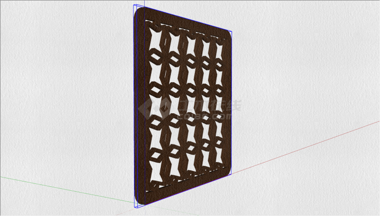 木质四边形图案中式门窗su模型-图一