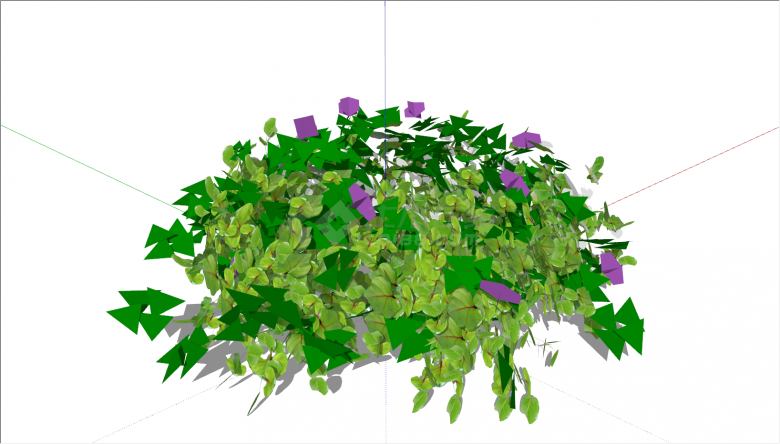 一棵茂盛带紫色小花花草su模型-图二