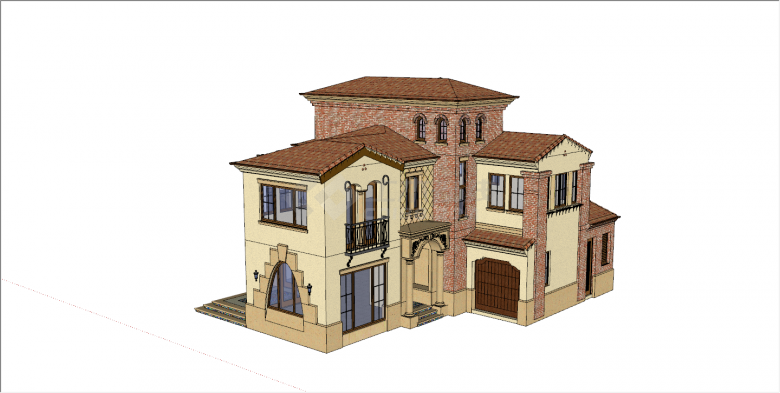 地中海风格超豪华独体别墅设计su模型-图一