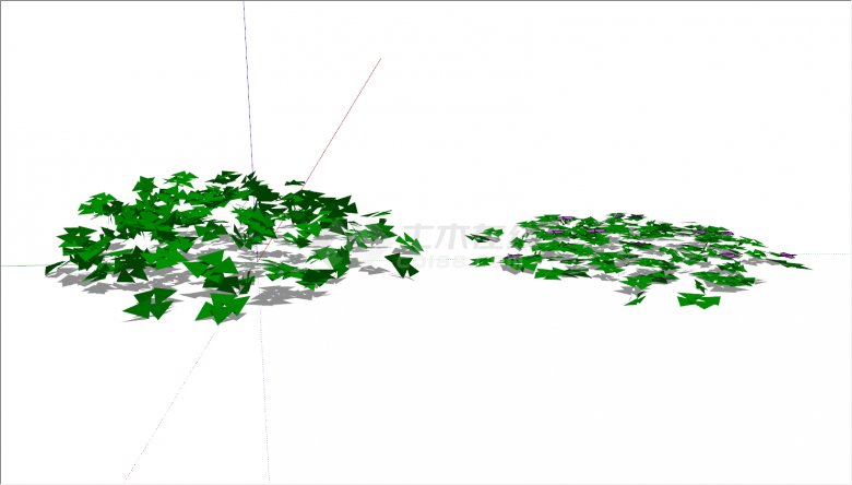 扁平绿色简易灌木堆su模型-图二