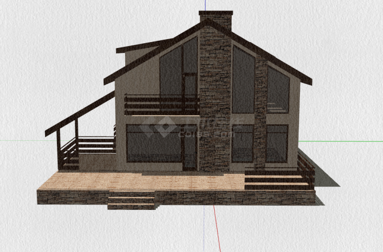美式坡屋顶双层别墅su模型-图二