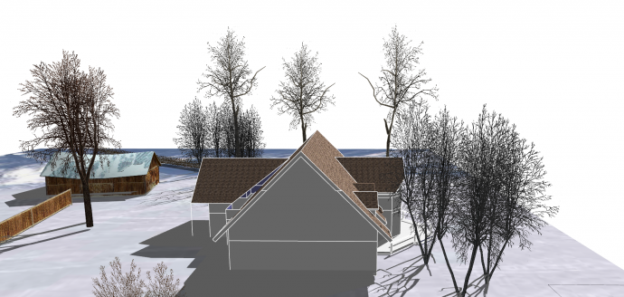 西方简约的雪地别墅su模型_图1