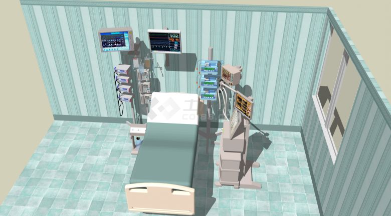 可升降病床及重症监护系统医疗器械su模型-图二